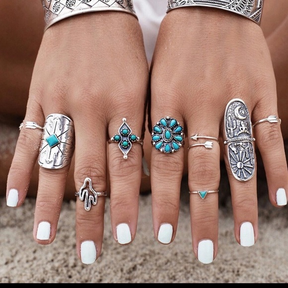 Fashion Jewelry Jewelry - Set of 9 boho rings new